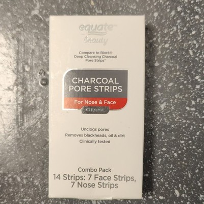 Equate Beauty Charcoal Pore Strips Combo Pack for Nose & Face, 14 Strips