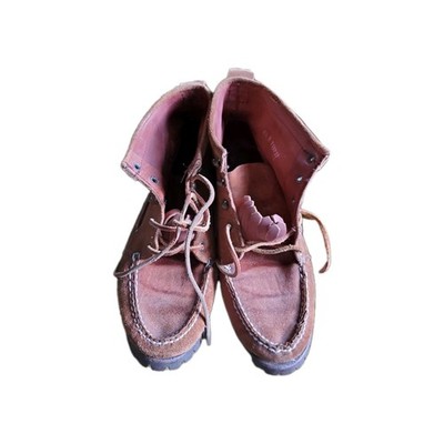 Ralph Lauren Vtg Preppy Lace-Up Ankle Bootie/ Boat Shoe 8.5  Brown Leather Suede
