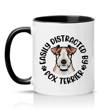 Tazza ceramica unisex 11 oz Facily Distracted By Fox Terrier regalo amanti dei cani