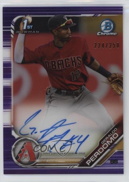 2019 Bowman Chrome Prospects Purple Refractor /250 Geraldo Perdomo #CPA-GP Auto