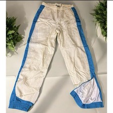 Vtg 90s Y2k sportswear Nylon Blue Track Sweatpants Color block white blue S