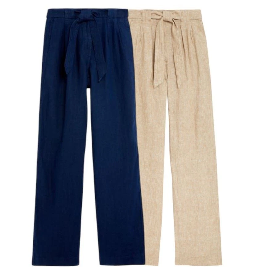 M&S Wide Trousers Linen Belted Summer Holiday Ladies Pocket Pants
Opens in a new window or tab