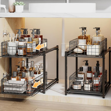 2-Tier Under Sink Organizer Set, Pull Out Storage for Kitchen  Bathroom