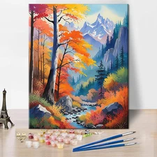 Forest Paint by Numbers Autumn Landscape DIY Paint by Number Kits Forest and Mou