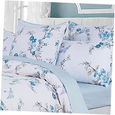 Duvet Cover King Size Floral Beddding Set Vintage Style Tree 3pc-King Blue