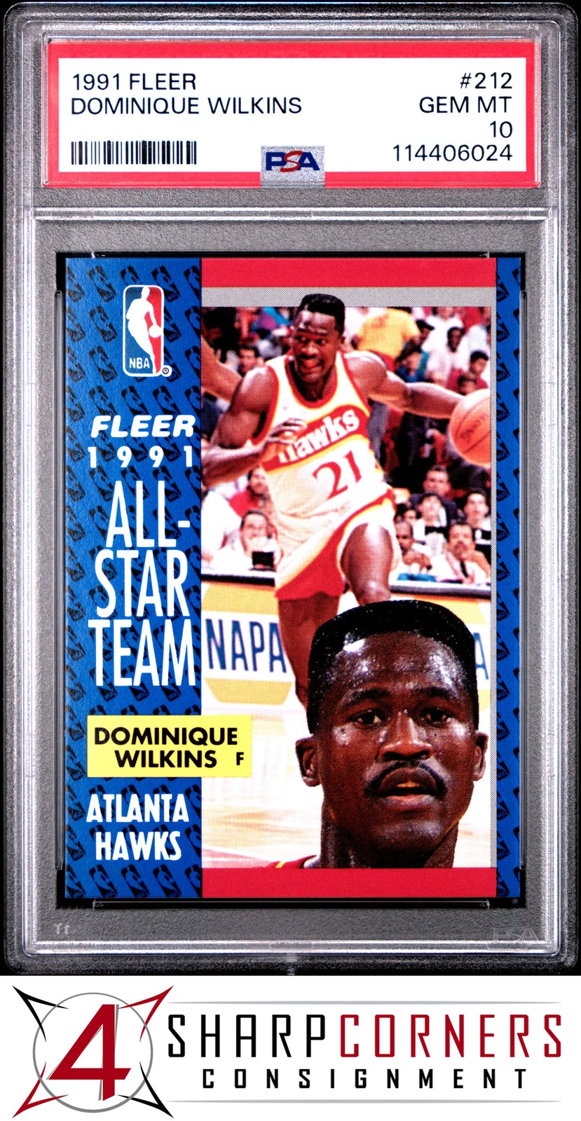 1991 FLEER #212 DOMINIQUE WILKINS HAWKS HOF PSA 10