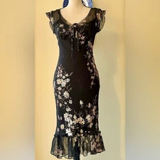 Rampage | Y2K Whimsigoth Floral Fit & Flare Midi Dress, Size 5