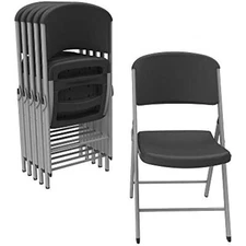 LIFETIME Commercial Grade Folding Chairs, 6 Pack, Black