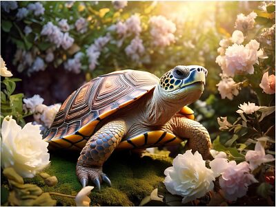 Tile Mural Turtle in Garden with Gardenias Kitchen Bathroom Wall Art Backsplash
