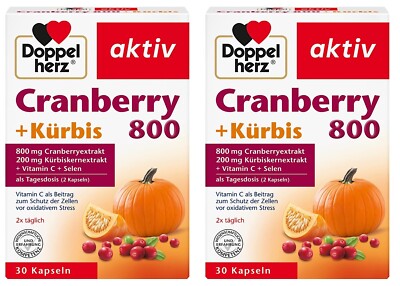   Doppelherz aktiv Cranberry 800 + Kürbis + Vitamin C + Selen 2x 30 Kapseln  