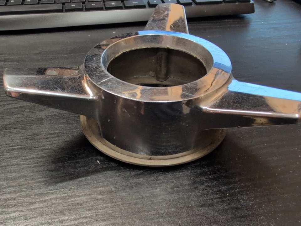 Vintage Ford Galaxie 890050-1 Chrome Spinner Tri-Bar Wheel Center Hubcap - Image 2 of 4