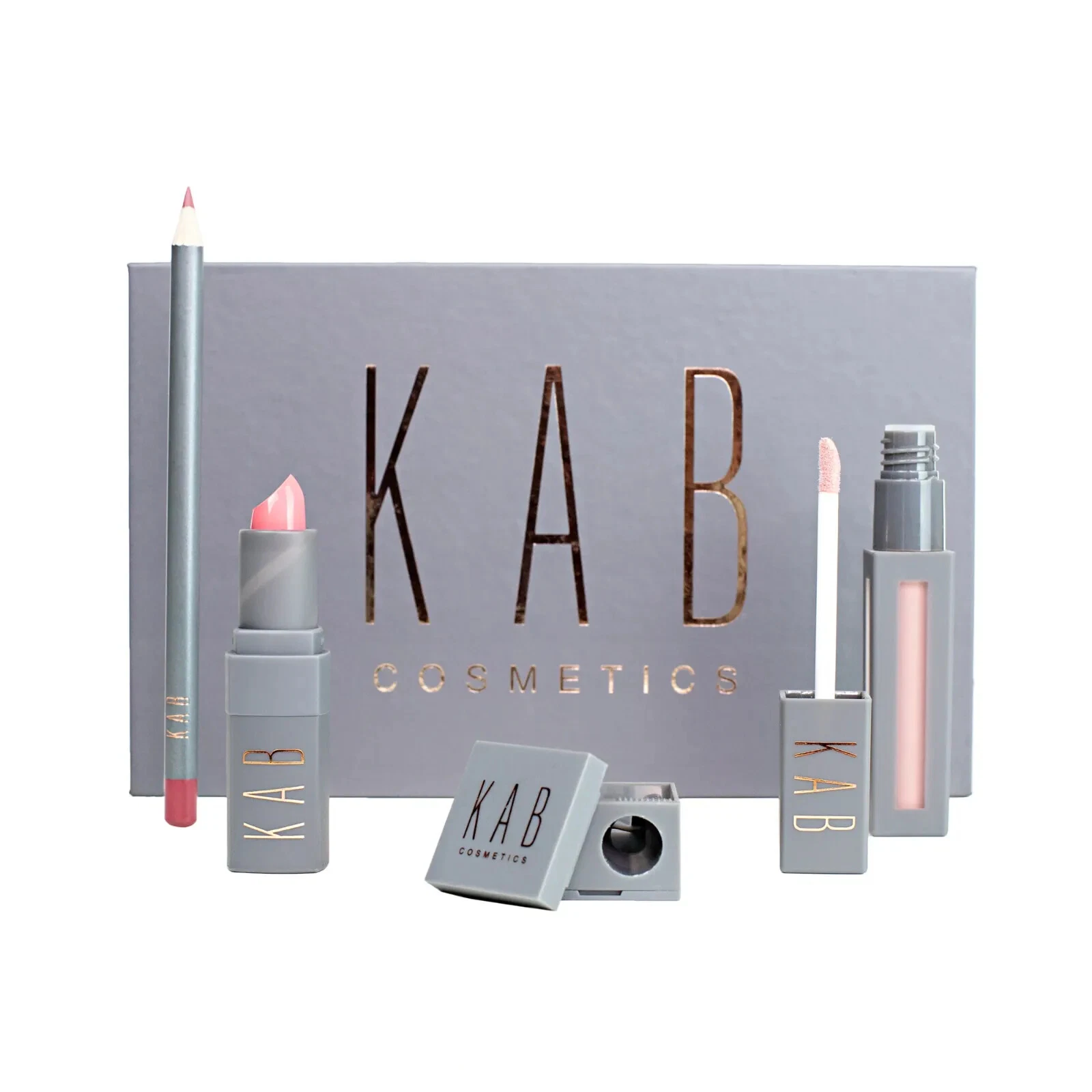 KAB Cosmetics SWEETHEART 4 Piece Lip Kit in a Beautiful Box. New & Sealed