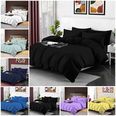 4PCS 100% Egyptian Cotton 400TC Duvet Cover Set Single Double King Bedding Sets