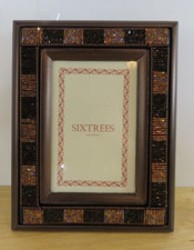 NEW Hand Beaded Photo Picture Frame Six Trees 4x6 NIB Brown Bronze Boho