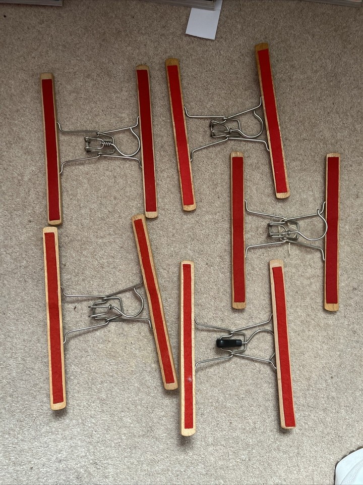 5 x Vintage Wooden Trouser Skirt Hangers eBay