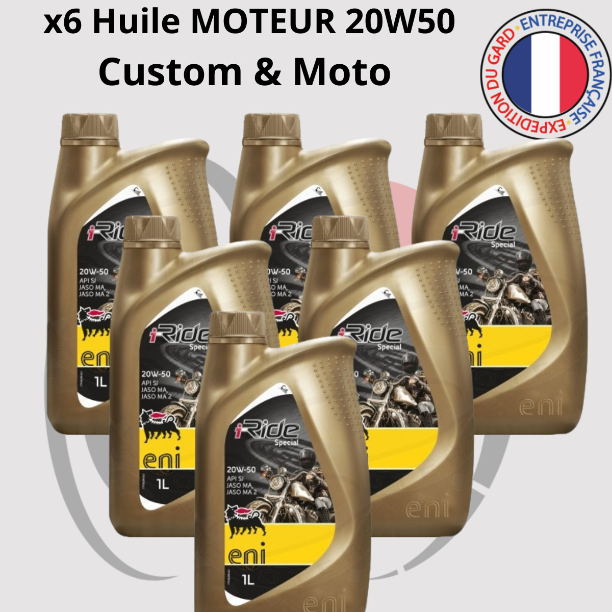 Huile moteur custom Harley ENI 20W50 lubrifiant moto 4T bidon 6L