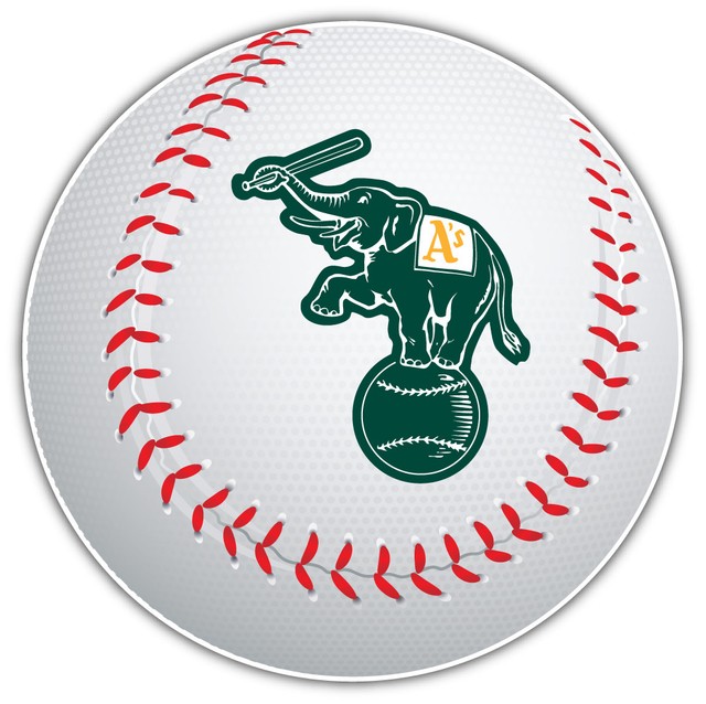Oakland Athletics MLB Elephant Logo Ball Car Bumper Sticker 9'', 12