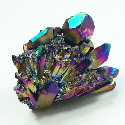 Large Natural Aura Rainbow Quartz Titanium Bismuth Crystal Cluster VUG Healing