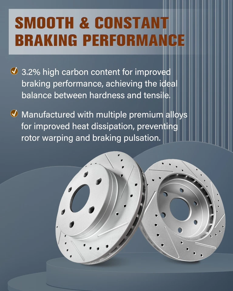 4pc Front & Rear Drilled Brake Rotors for 2016 - 2020 LX570 2008 - 21 Sequoia Foto 2 de 4