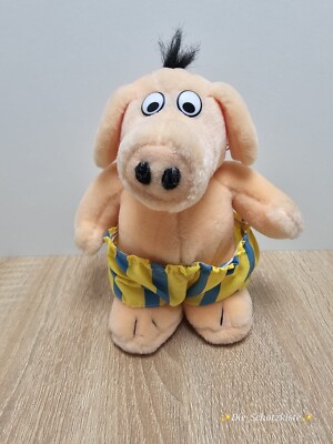 Uli Stein - Schwein in Badehose Dimo 1985 Vintage Plüsch Stofftier ca 17cm