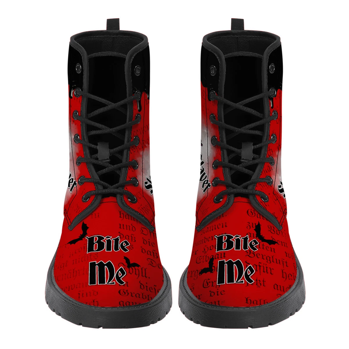 Bite Me Halloween Bat Canvas Boots Winter Gothic Flat Shoes