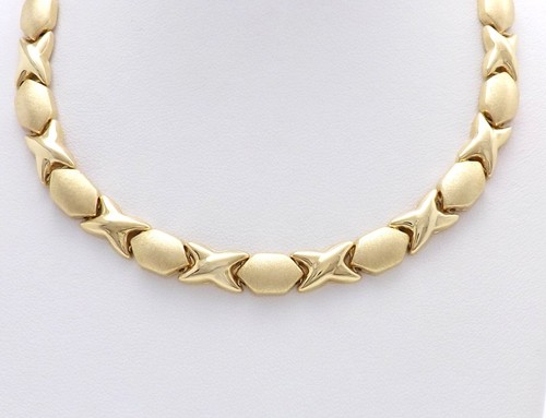 14K Gold Hugs Kisses XO Stampato Link 