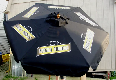 MODELO BEER 6 PANEL BAR PATIO MARKET SUN SHADE UMBRELLA VALANCE BLACK CANVAS NEW