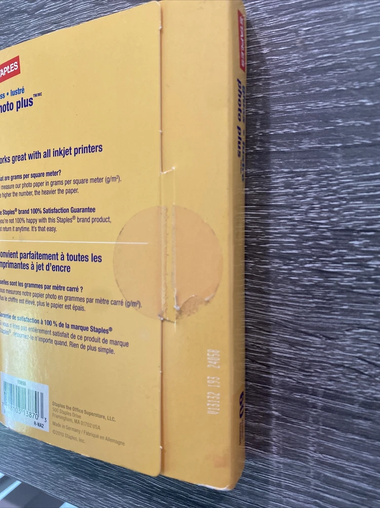 Staples Photo Plus 4 X 6 inch glossy photo printer paper 60 sheets Inkjet Best Staples Photo Plus 4 X 6 inch glossy photo printer paper 60 sheets Inkjet Best