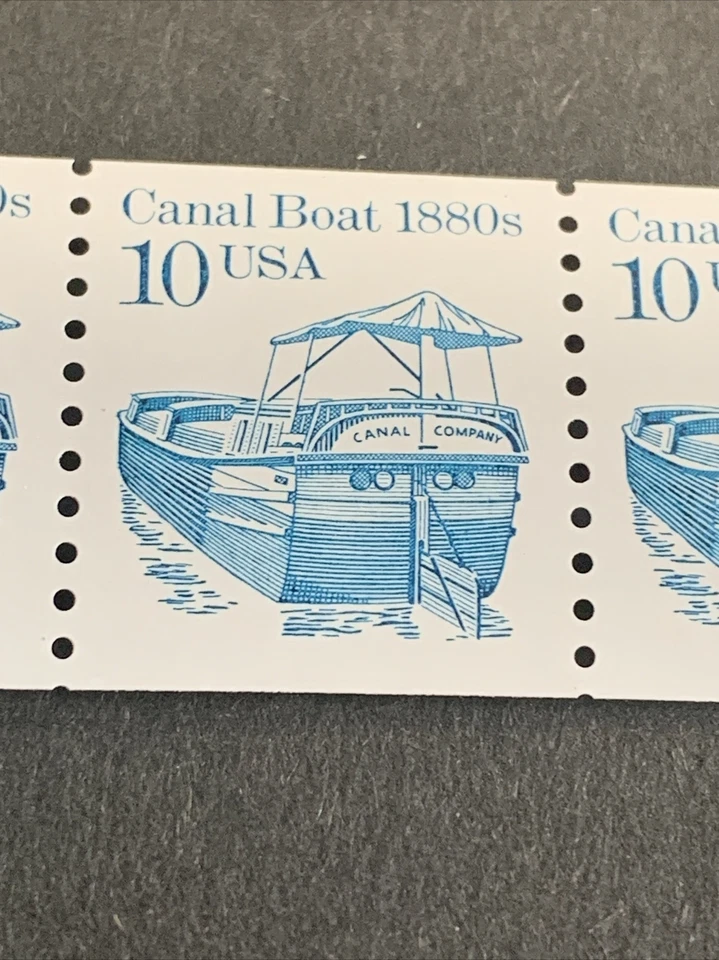 US Transportation Coil Canal Boats #2257 Tagged Strip Of 5 1987 10c VF MNH - Image 4 of 4