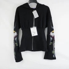 New MARGHERITA MACCAPANI The Hoodess Hoodie - Black “Fallen Daisy” Print - XS