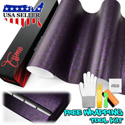 ESSMO PET Marble Forged Matte Carbon Fiber Royal Purple Car Vehicle Vinyl Wrap