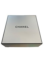 Chanel Gift Box Storage Square 8.5 x 8.5 x 3.5 White Black Logo Cardboard