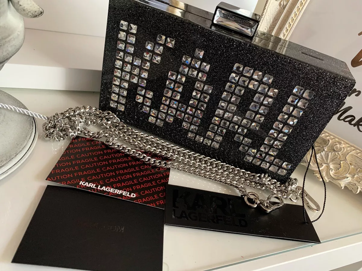 GENUINE Karl Lagerfeld Glitter Logo Clutch Bag Brand New