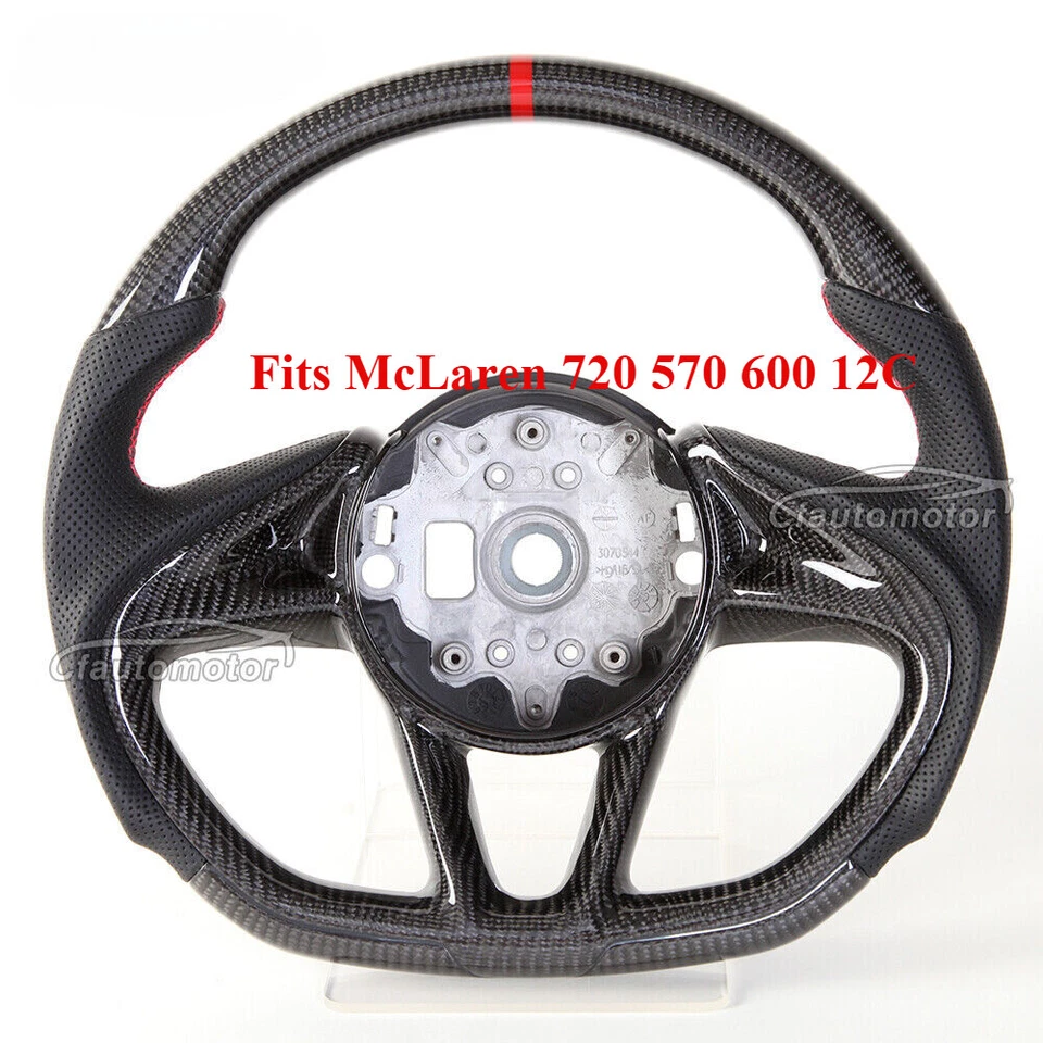 Плоский руль из углеродного волокна подходит для McLaren 720 570 600 отделка 12C + CF + весла - Изображение 2 из 4