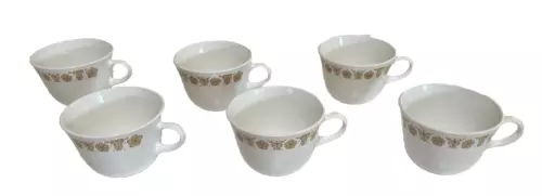 Corelle Set Of 6 Vintage Butterfly Gold Coffee Tea Cups EUC