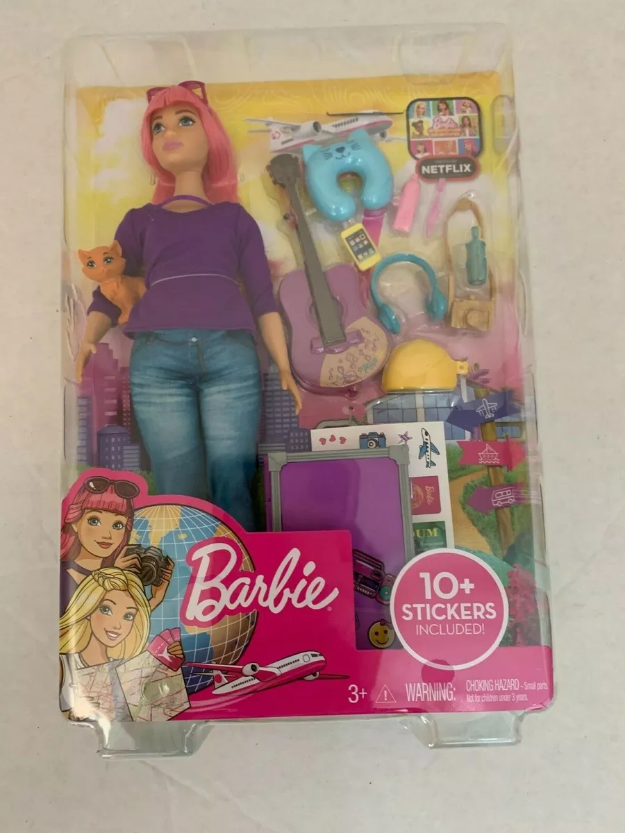 New Barbie Daisy Doll + Kitten Guitar & Travel Accessories