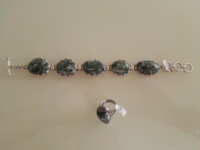 Malachit Stein/Sterlingsilber Armband mit Ring Set. Nagelneu!