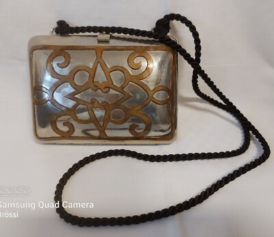 Mexiko Hartschallen Handtasche Vintage Tasche Signiert Silber  Antik