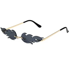Fire Flame Gafas de sol góticas sin montura para hombres y mujeres