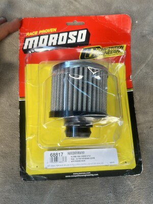 Moroso Crankcase Breather Element 68817; Push-in Breather Round Chrome, Open