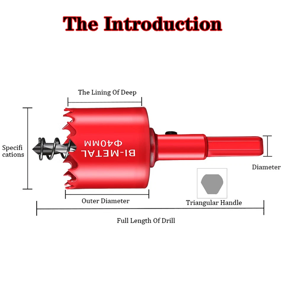 15mm-300mm Rot Lochsäge Bohrkrone M42 HSS Bi-Metall Bohrer Aluminium Eisen Holz - Bild 4 von 4