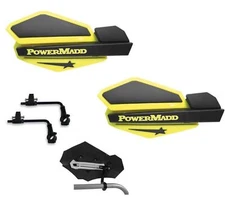PowerMadd Star Series Hand Guard Race Flare Tri Mount Yellow Brute Force Prairie