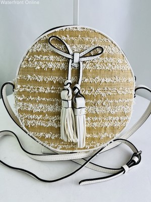 Patricia Nash Ebbe Woven Sibari Canteen Crossbody Handbag White/Natural NWT