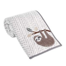 Gray/White Faux Shearling Sloth Baby Blanket Baby Jungle