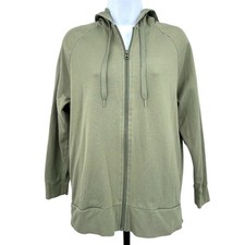 VICTORIA SPORT Hoodie Sweatshirt Full Zip Olive Green Logo Women's XS