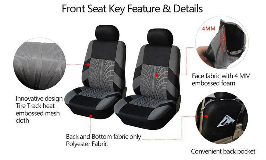 2PCS Car Front Seat Covers Cushion Protector Breathable All Season US Shipping - Изображение 4 из 4