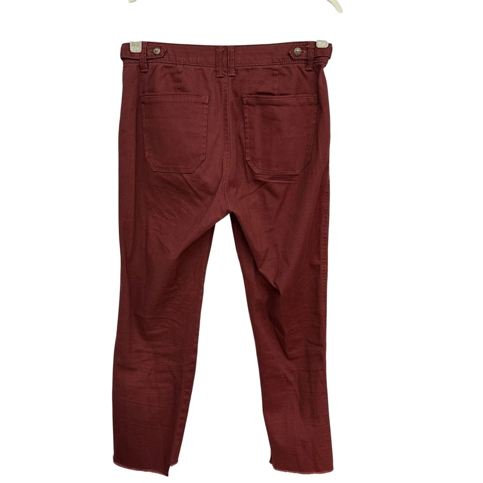 Democracy Womens Size 6 AB Solution Burgundy Cropped Frayed Hem Pants - Image 2 of 4