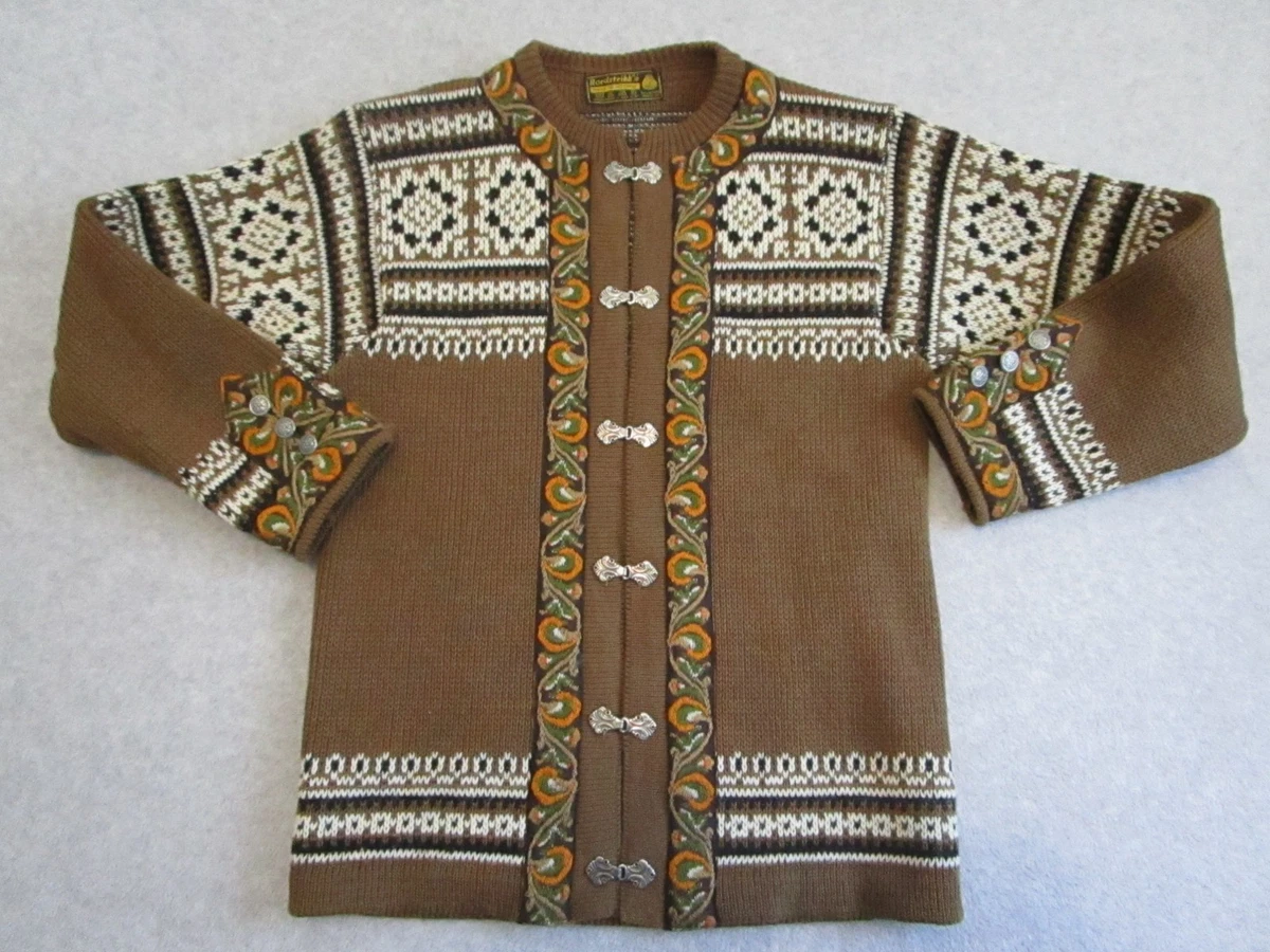 Pull Cardigan Vintage NORDIC NORWAY En Laine - Taille M (40) - Motif Fair Isle Multicolore - Très Bon état