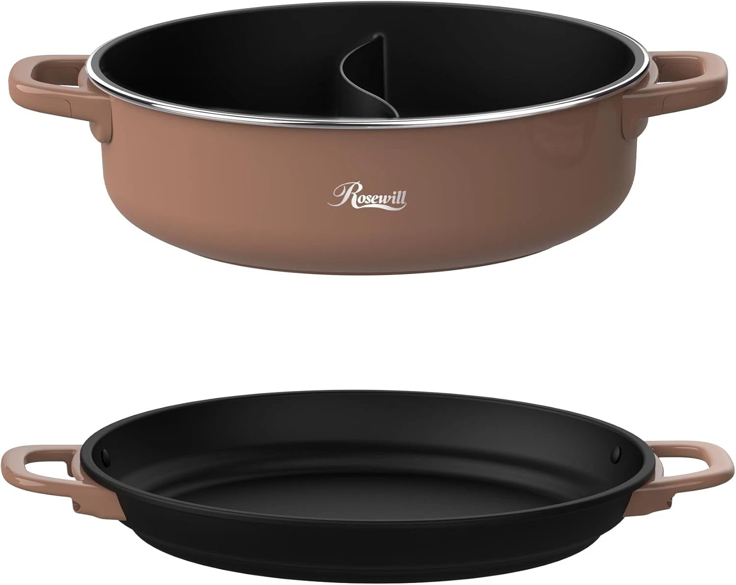 12.7 QT Electric Hot Pot Accessory Kit 2 pcs Includes Dual-Sided Hot Pot Shallow