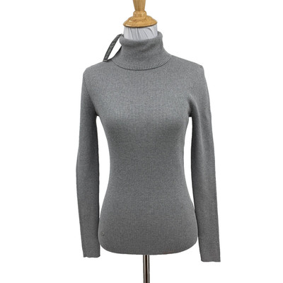 Lauren Ralph Lauren Sweater Womens S Small Gray Ribbed Slim Turtleneck Pullover
